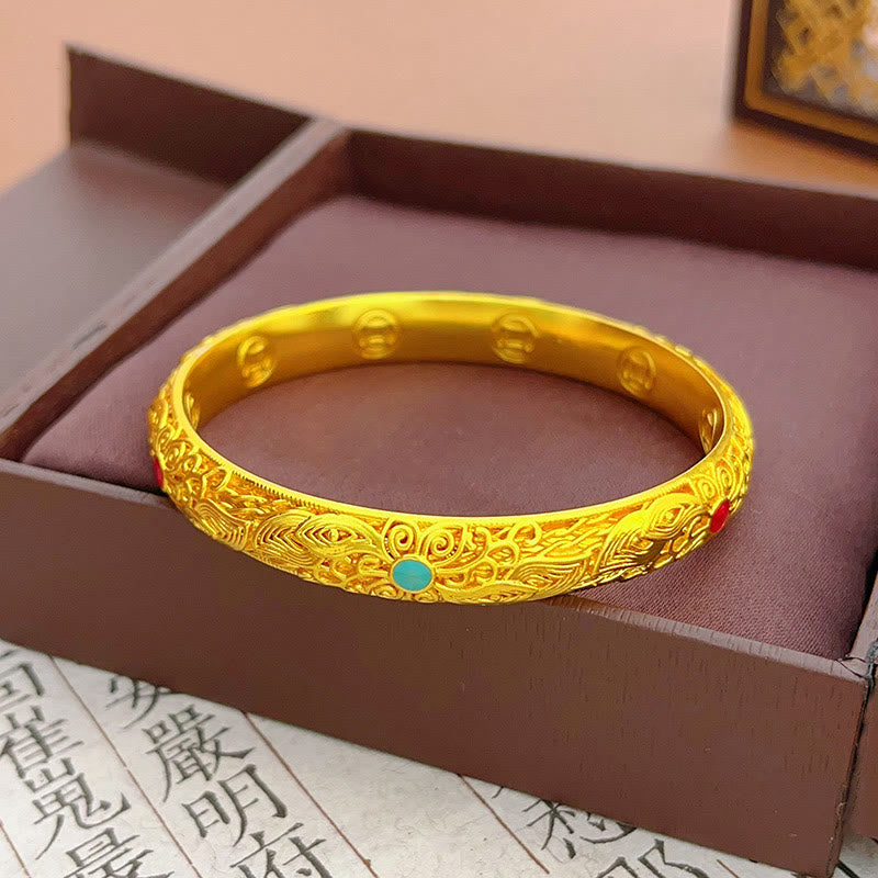 KarmaRipple's Bronze Plated Gold Flowers Leaves Fortune Bracelet Bangle p19