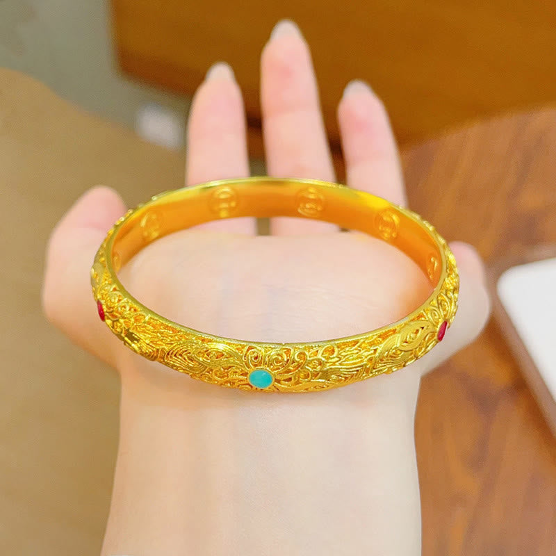 KarmaRipple's Bronze Plated Gold Flowers Leaves Fortune Bracelet Bangle p14