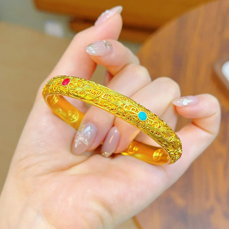 KarmaRipple's Bronze Plated Gold Flowers Leaves Fortune Bracelet Bangle p12