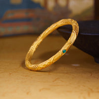 KarmaRipple's 999 Sterling Silver Golden Flower Hollow Design Blessing Bracelet Bangle