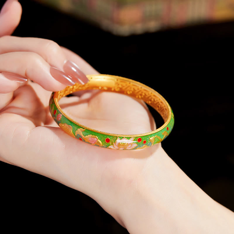 KarmaRipple's 999 Sterling Silver Koi Fish Lotus Hollow Design Wealth Bracelet Bangle 2.28 IN (58 MM) p4