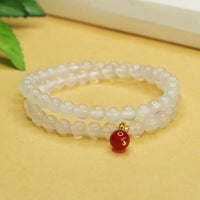 KarmaRipple's Authentic Chalcedony Red Agate Bead Double Layer Balance Positive Bracelet