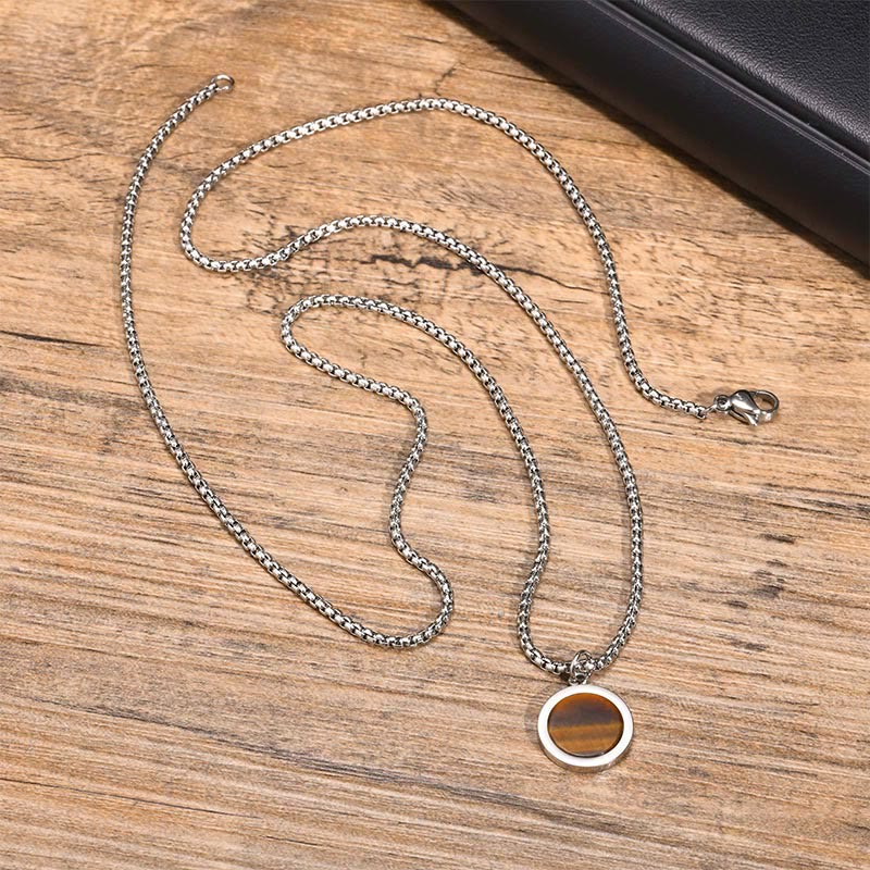 KarmaRipple's Authentic Stone Turquoise Tiger Eye Lazurite Malachite Titanium Steel Purification Pendant Necklace p23