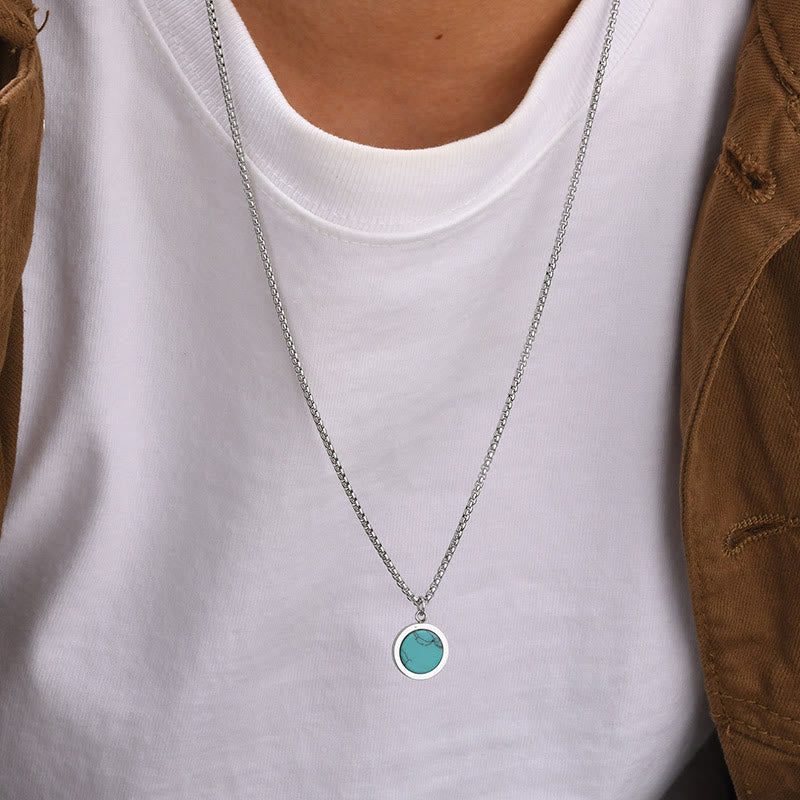 KarmaRipple's Authentic Stone Turquoise Tiger Eye Lazurite Malachite Titanium Steel Purification Pendant Necklace p8