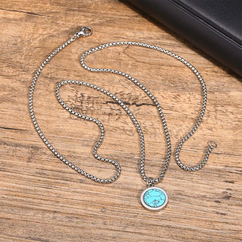 KarmaRipple's Authentic Stone Turquoise Tiger Eye Lazurite Malachite Titanium Steel Purification Pendant Necklace p22