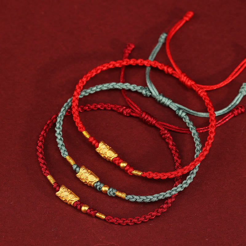 KarmaRipple's 999 Gold Fortune Protection Koi Fish Handmade Woven String Bracelet p4