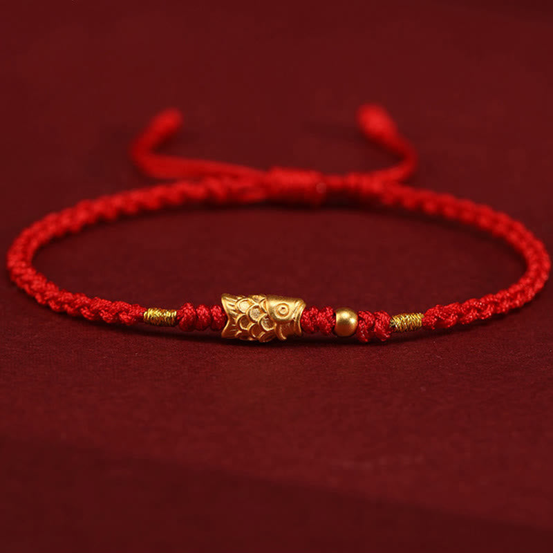 KarmaRipple's 999 Gold Fortune Protection Koi Fish Handmade Woven String Bracelet p2
