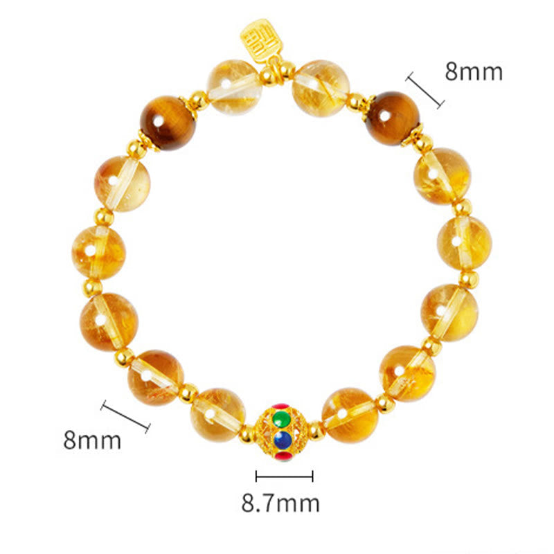 KarmaRipple's 925 Sterling Silver Fu Character Citrine Tiger Eye Protection Bracelet p14