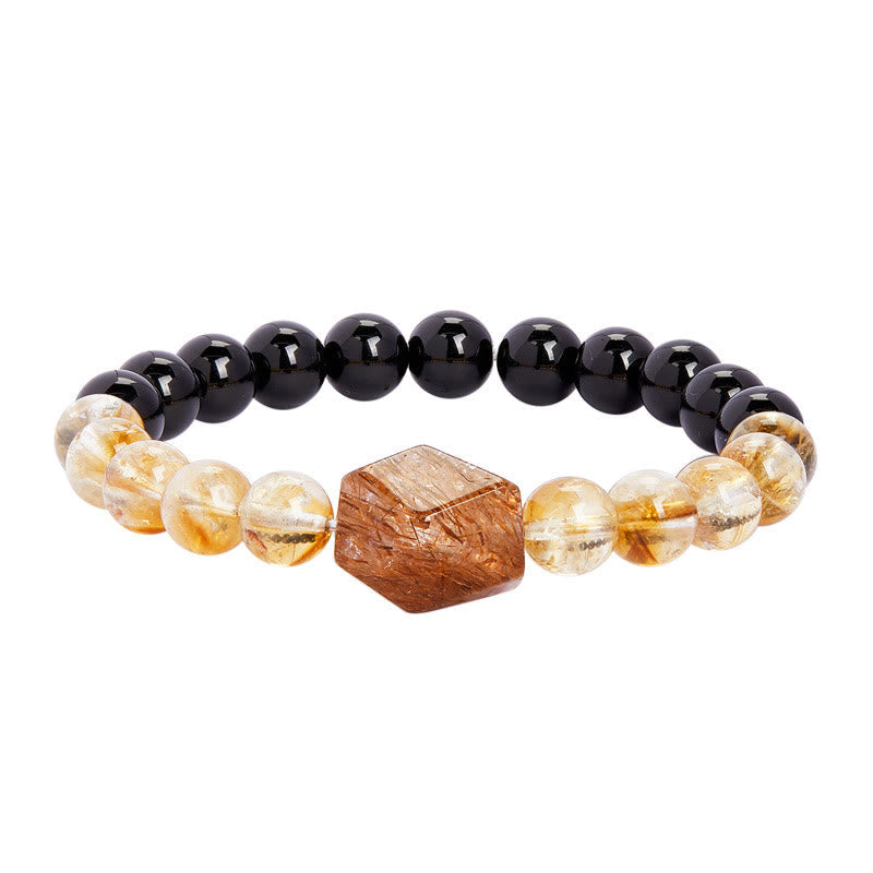 KarmaRipple's Authentic Black Obsidian Citrine Super Seven Gemstone Strength Bracelet p11
