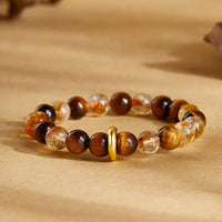 KarmaRipple's 999 Sterling Silver Authentic Citrine Tiger Eye Peace Buckle Protection Bracelet