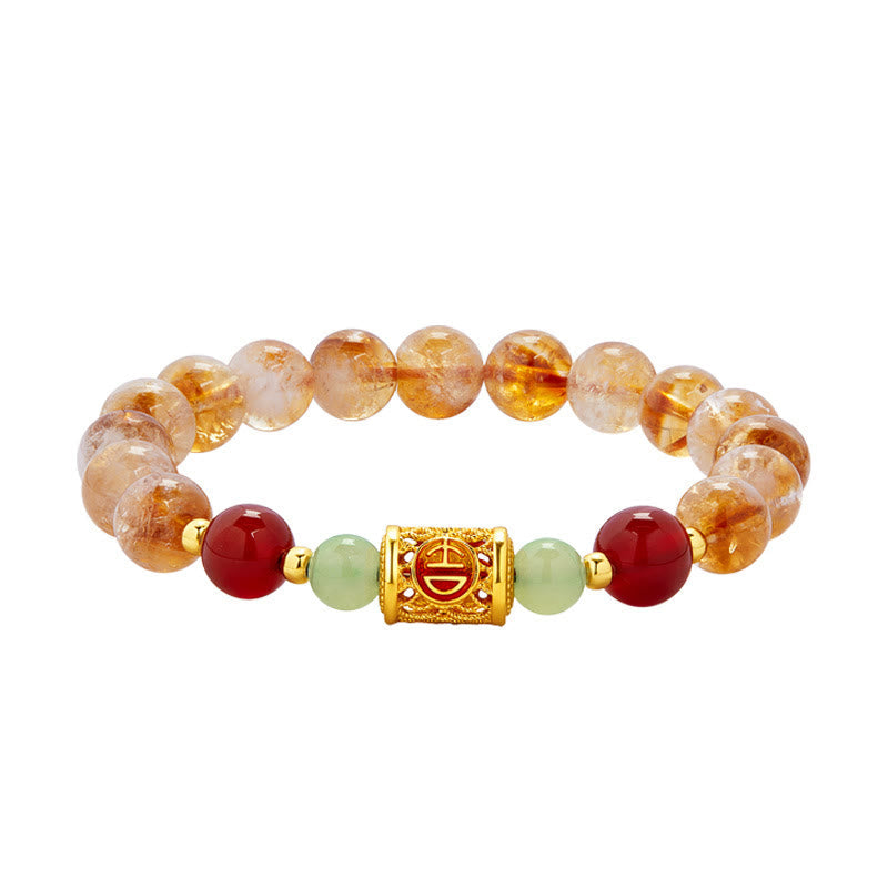 KarmaRipple's 999 Sterling Silver Authentic Citrine Red Agate Hetian Jade Beadwork Protection Bracelet p10