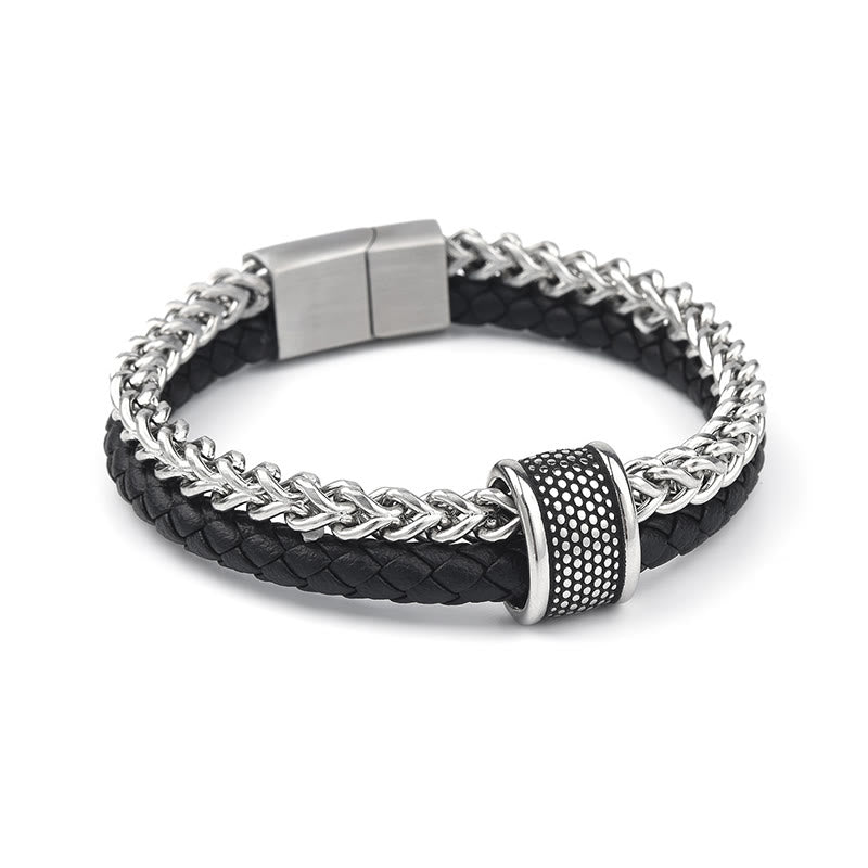 KarmaRipple's Leather Double Layer Titanium Steel Balance Magnetic Buckle Bracelet p3