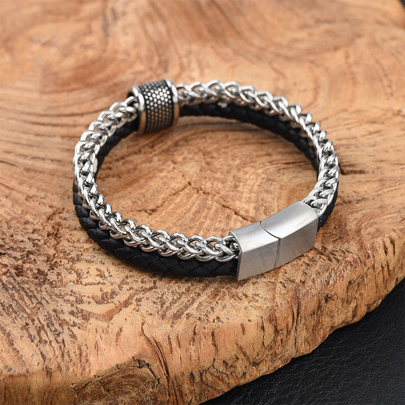 KarmaRipple's Leather Double Layer Titanium Steel Balance Magnetic Buckle Bracelet p2