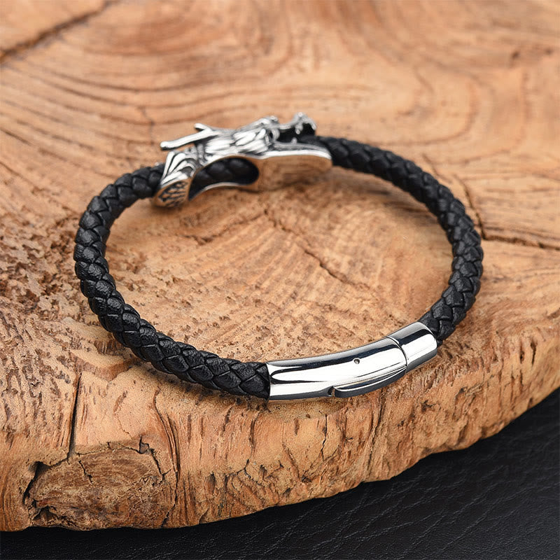 KarmaRipple's Dragon Leather Titanium Steel Strength Buckle Bracelet p2