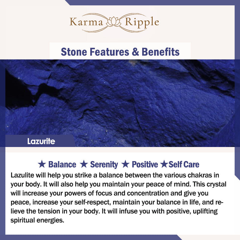 KarmaRipple's Authentic Stone Amazonite Amethyst Lazurite Rose Quartz Heart Positive Balance Bracelet p21