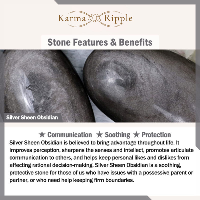 KarmaRipple's Authentic Sun Stone Super Seven Gemstone Silver Sheen Obsidian Rutilated Quartz 925 Sterling Silver Year Of The Snake Positive Bracelet p12