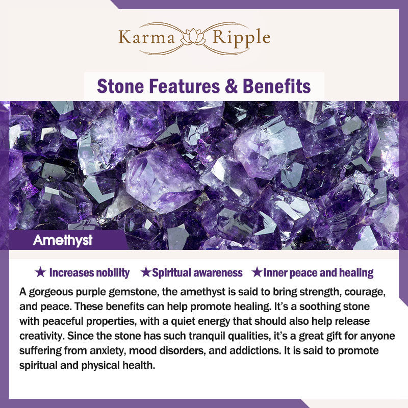 KarmaRipple's Authentic Amethyst Gemstone Inner Peace Four Leaf Clover Talisman Bracelet p9