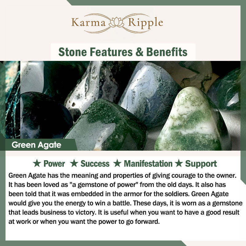 KarmaRipple's Authentic Stone Green Agate Power Multilayered Woven Leather Bracelet p9