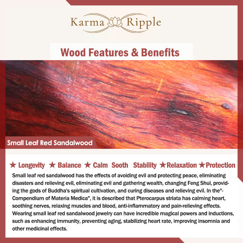 KarmaRipple's 925 Sterling Silver Indian Small Leaf Red Sandalwood Fu Character Protection Triple Wrap Bracelet p14