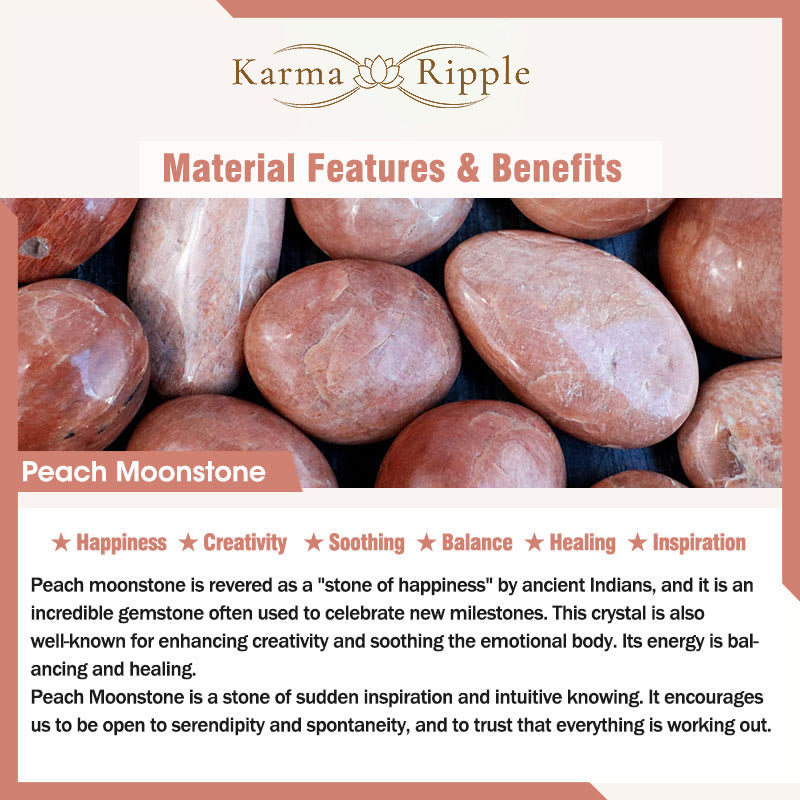 KarmaRipple's Sun Stone Peach Moonstone Red Agate Gemstone Star Wealth Bracelet p12