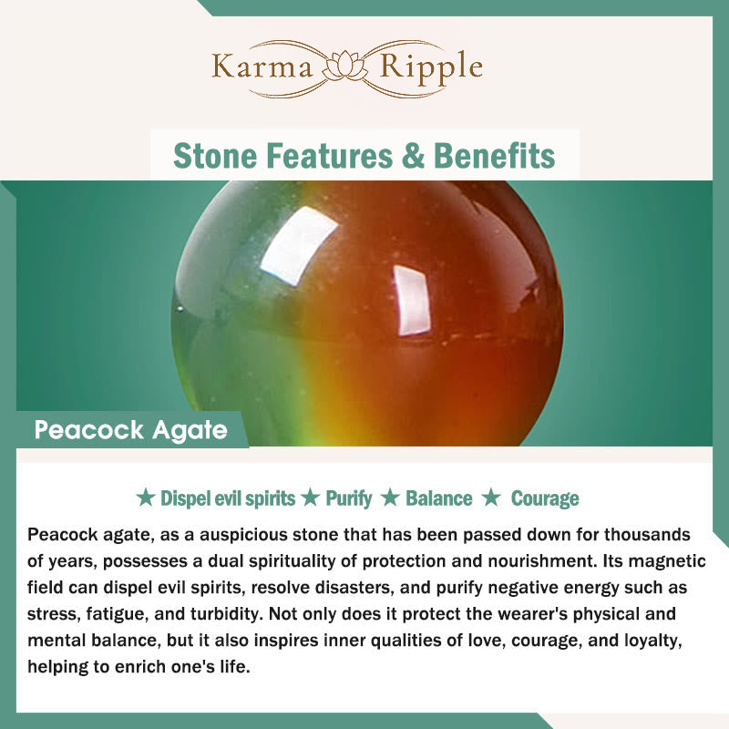 KarmaRipple's Authentic Colorful Peacock Agate Flower Peace Buckle Pearl Double Layer Support Bracelet p6