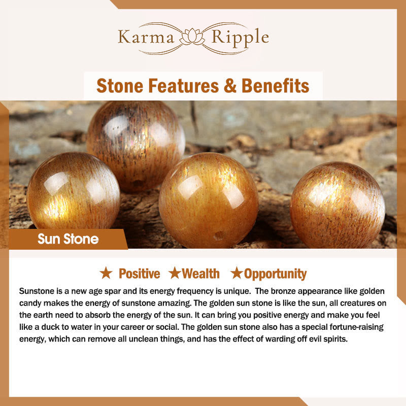 KarmaRipple's Sun Stone Peach Moonstone Red Agate Gemstone Star Wealth Bracelet p11