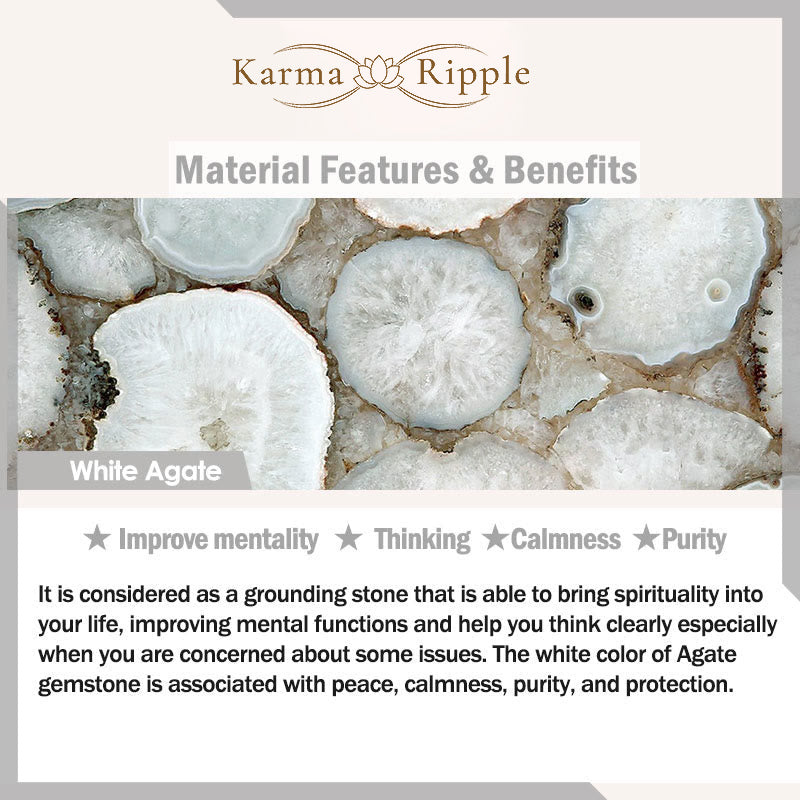 KarmaRipple's Five Elements Various Agate Gemstone Chalcedony Ivory Gemstone Ivory Agate Fortune Bracelet p12