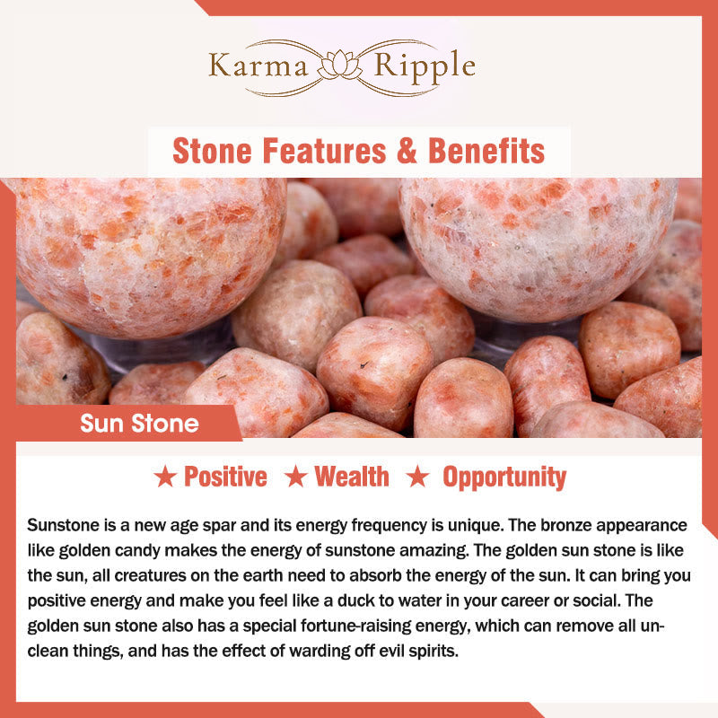 KarmaRipple's 14K Gold Plated Authentic Strawberry Quartz Labradorite Sun Stone Fu Character Positive Talisman Bracelet p18