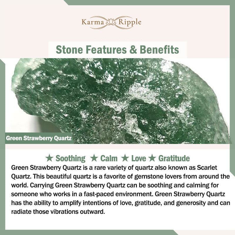 KarmaRipple's Authentic Green Strawberry Quartz Chalcedony Flower Gratitude Bracelet p9