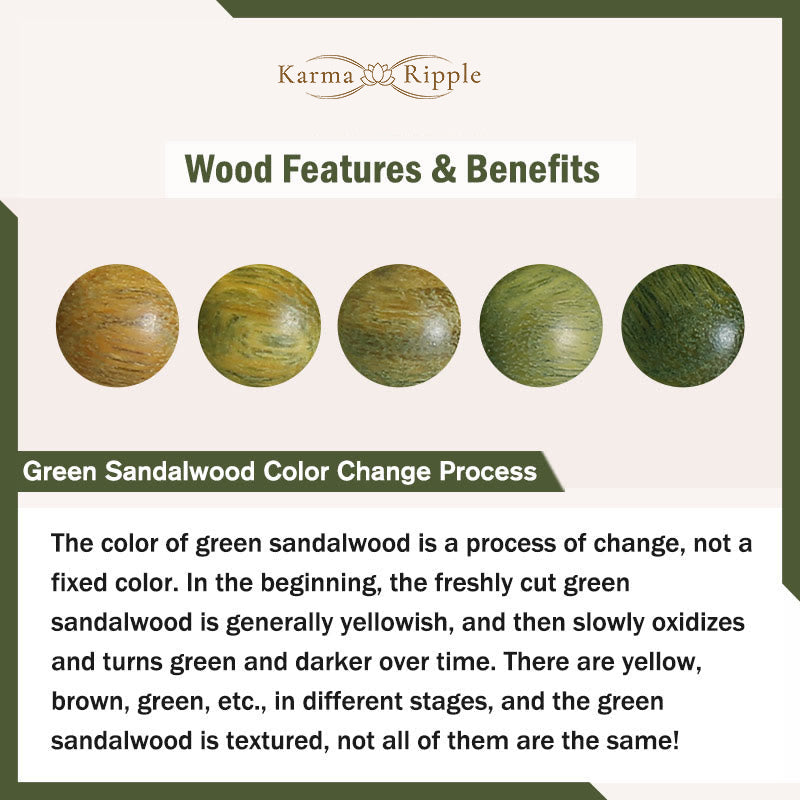 KarmaRipple's Ebony Sandalwood Green Sandalwood Dzi Bead Balance Calm Double Wrap Bracelet p16