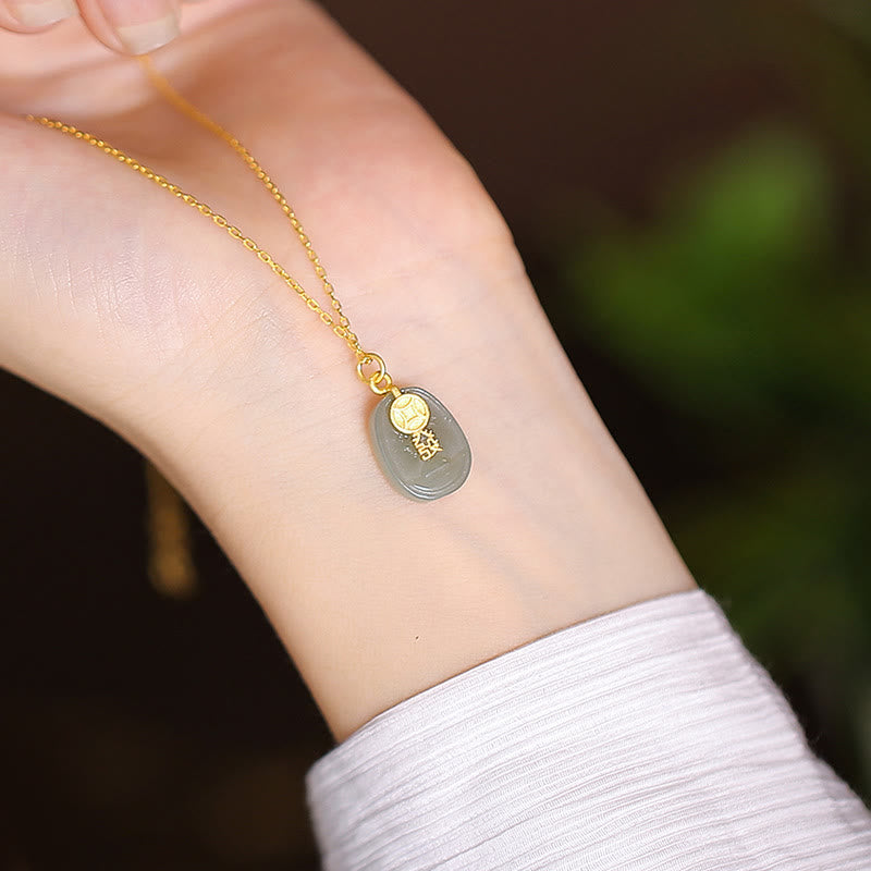 KarmaRipple's 925 Sterling Silver Authentic Hetian Jade Cyan Jade Fortune Laughing Buddha Butterfly Pendant Necklace p15