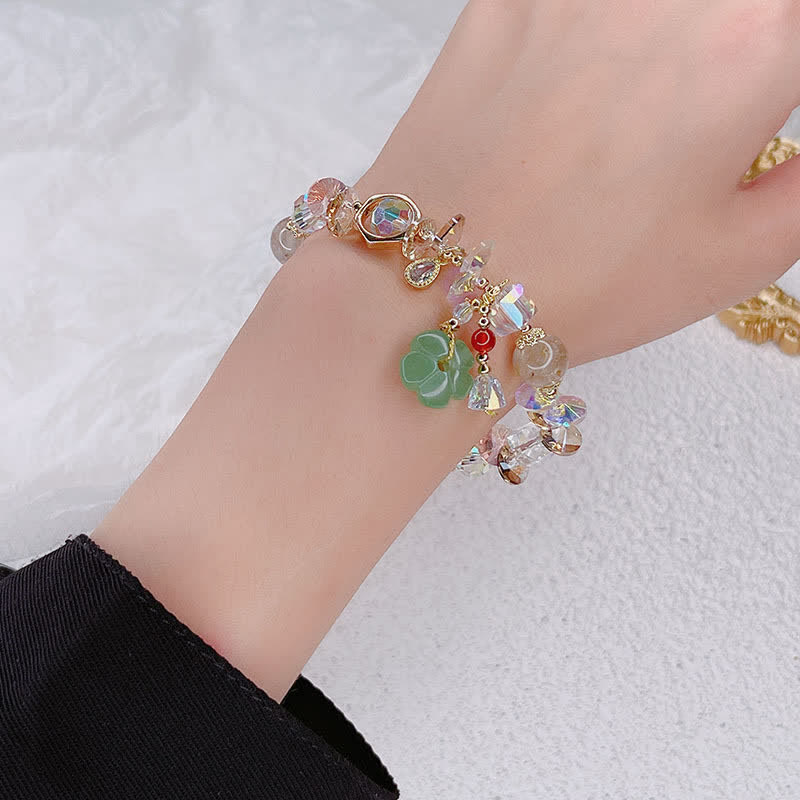 KarmaRipple's Colorful Gemstone Green Aventurine Flower Bead Fortune Bracelet p3