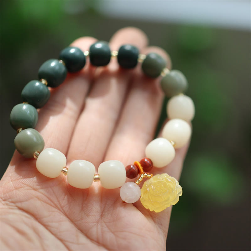 KarmaRipple's Gradient Bodhi Seed Amber Lotus Peace Bracelet p10