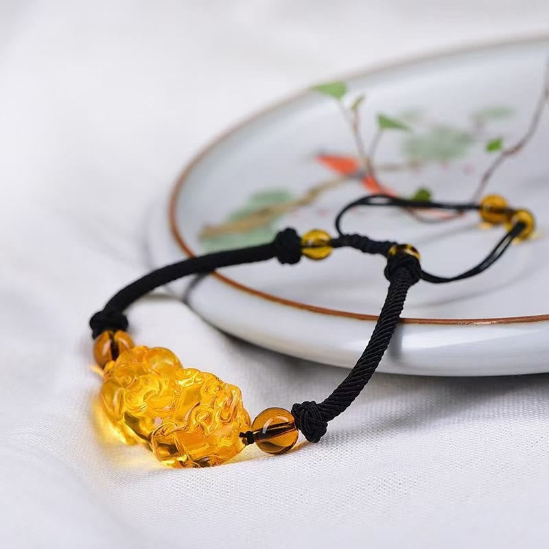 KarmaRipple's Authentic Obsidian Amethyst Citrine PiXiu Cooper Coin Wealth Bracelet p16