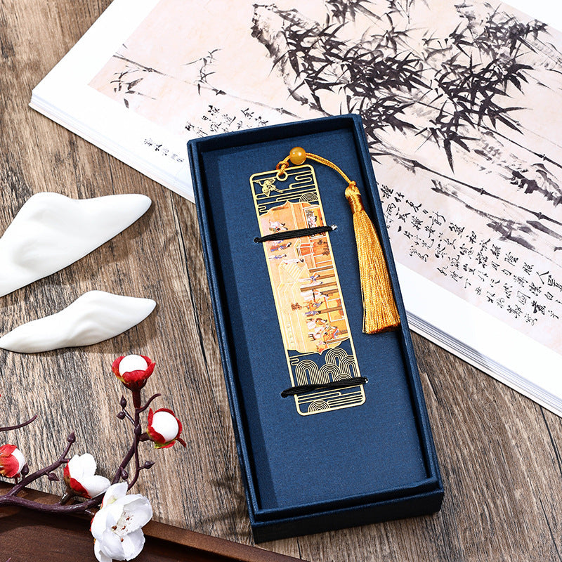 KarmaRipple's A Panorama of Rivers and Mountains Metal Hollow Bookmarks Tassel With Gift Box p4