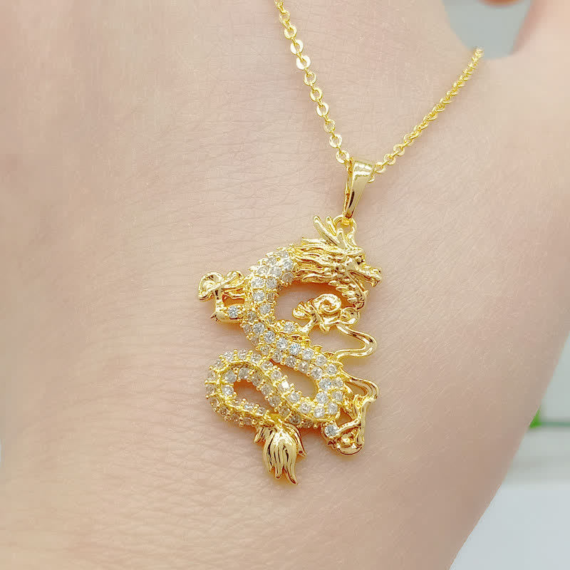 KarmaRipple's Gold Dragon Protection Pendant Necklace p3