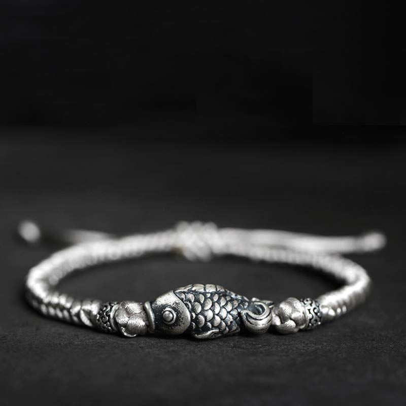 KarmaRipple's Silver Fortune Koi Fish Woven String Bracelet p20