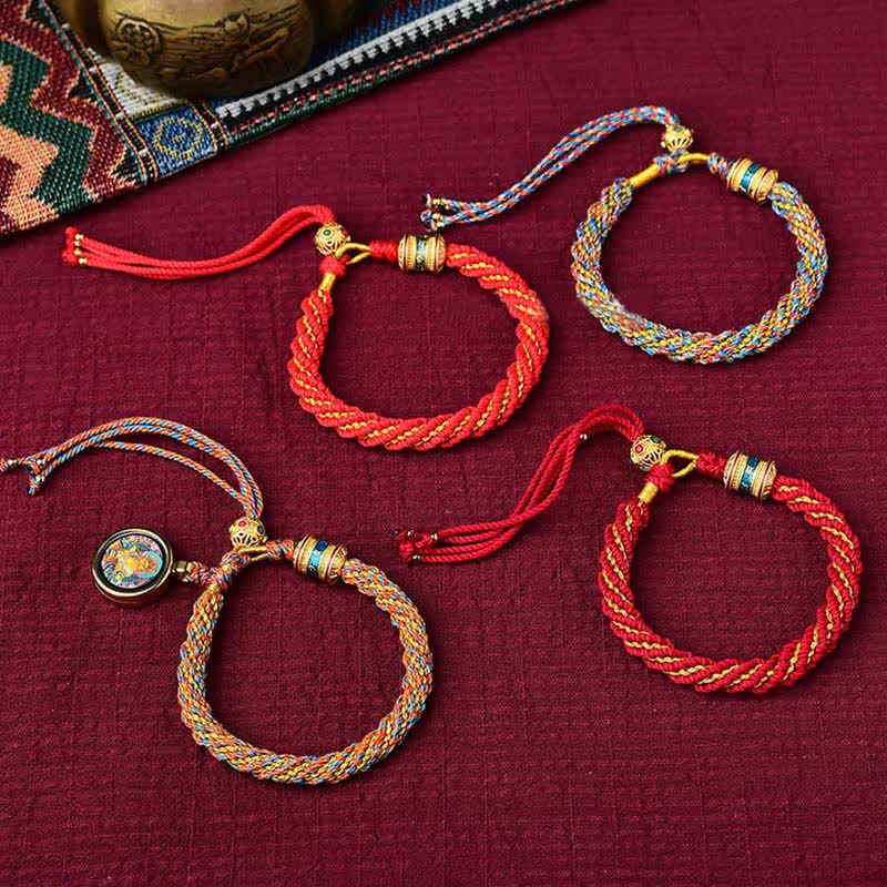 KarmaRipple's Tibetan Handmade Fortune Thangka Prayer Wheel Talisman Weave String Bracelet p29