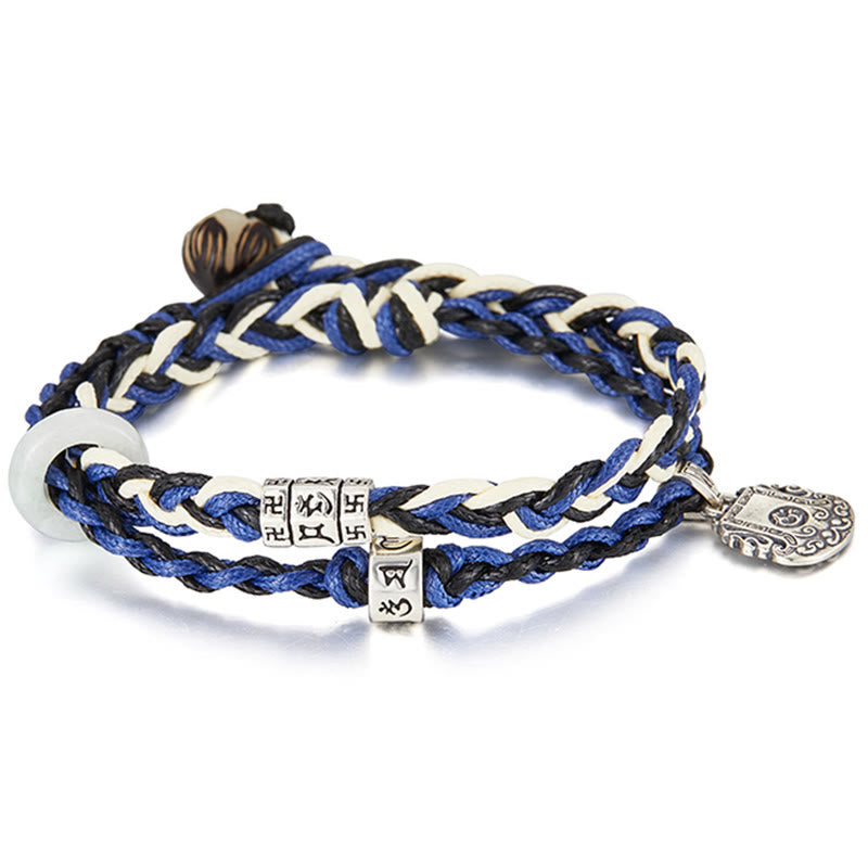 KarmaRipple's 925 Sterling Silver Om Mani Padme Hum Swastika Handmade Protection Bracelet p11