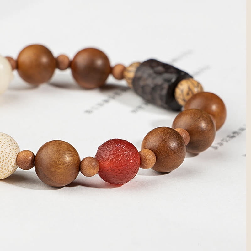 KarmaRipple's Lightning Strike Wood Bodhi Seed Cat Paw Claw Auspiciousness Protection Tassel Bracelet p5