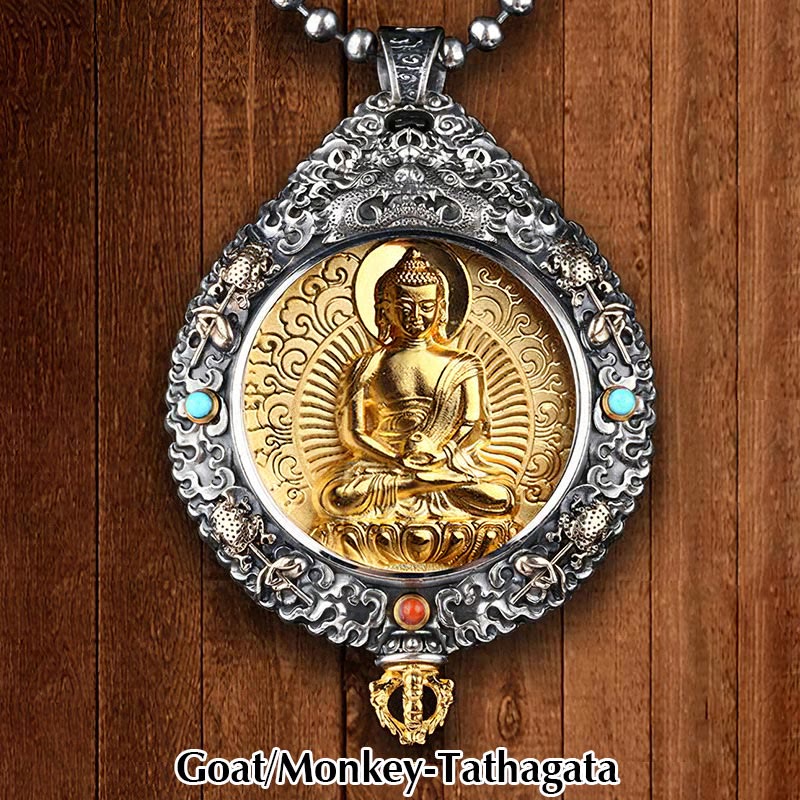KarmaRipple's Chinese Zodiac Natal Buddha Thangka Nine Palaces Eight Diagrams Wealth Rotatable Pendant Necklace p26