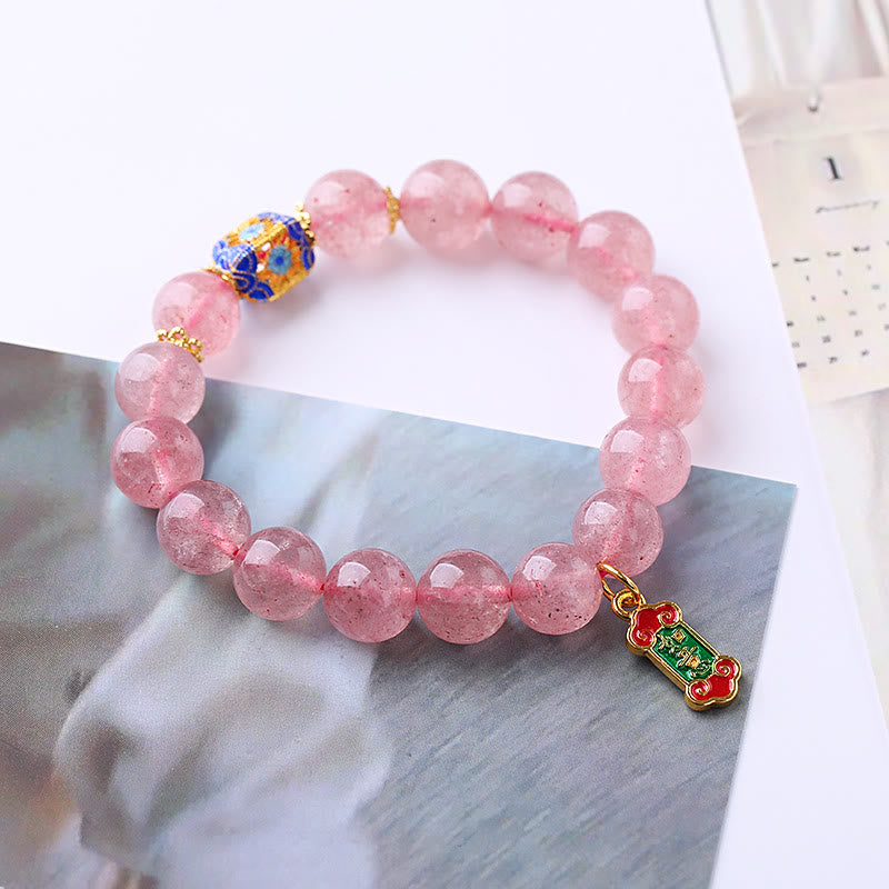KarmaRipple's Strawberry Quartz Positive Ruyi Talisman Bracelet p3
