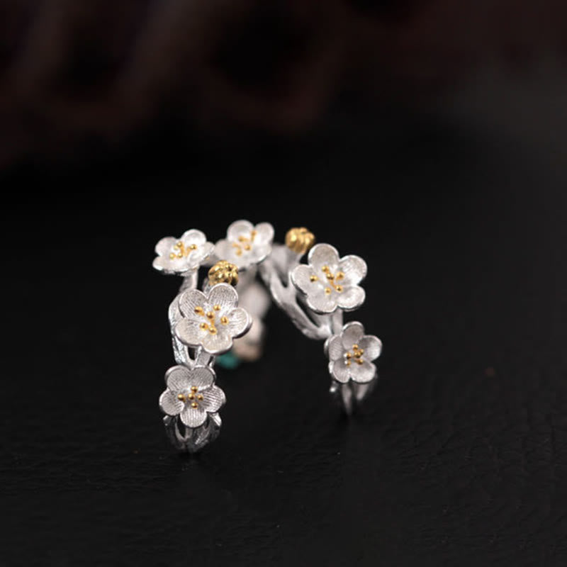KarmaRipple's 925 Sterling Silver Plum Blossom Floral Blessing Earrings p8