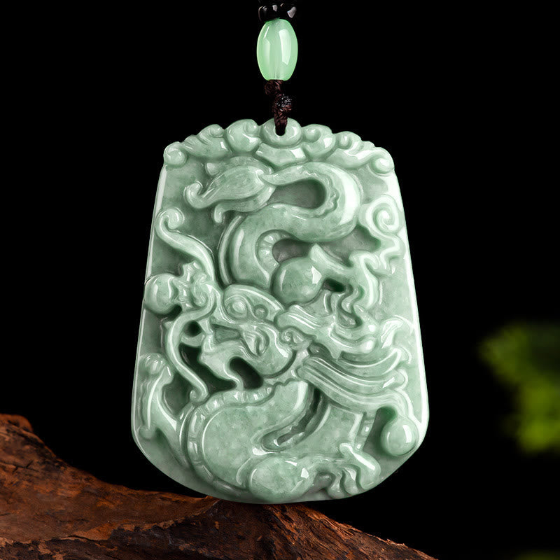 KarmaRipple's Year Of The Dragon Chinese Zodiac Dragon Soaring Jade Protection Bead Chain Pendant Necklace p2
