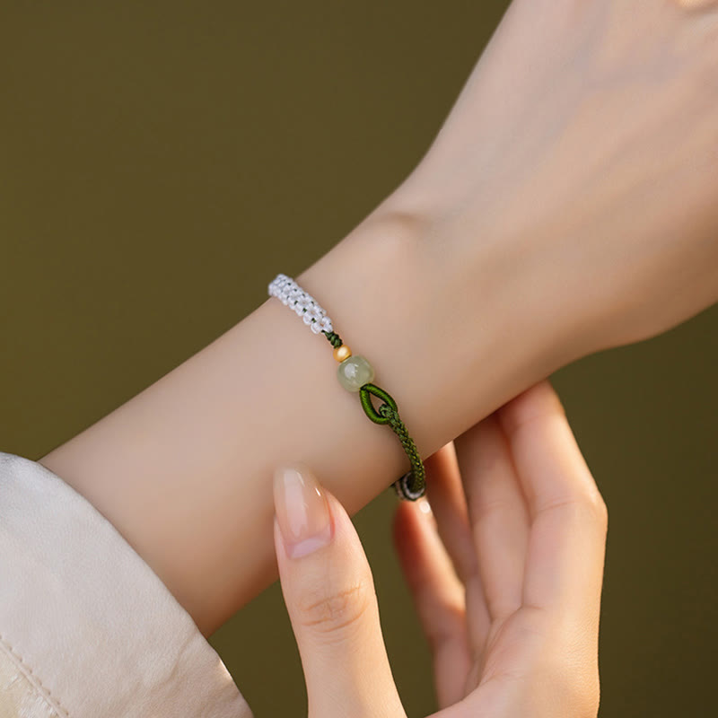 KarmaRipple's 925 Sterling Silver Hetian Jade Bead Fortune Woven Rope Bracelet p6