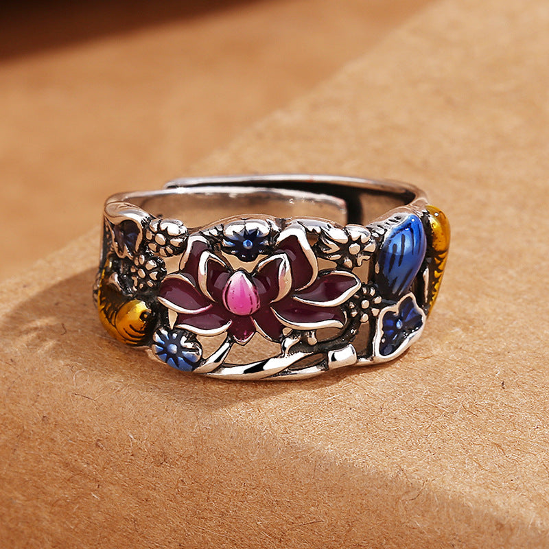 KarmaRipple's Koi Fish Lotus Flower Leaf Design Fortune Wealth Ring p3
