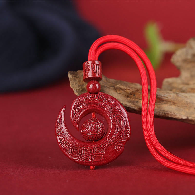 KarmaRipple's One's Fortune Improves Design Patern Authentic Cinnabar Concentration Pendant Necklace p4
