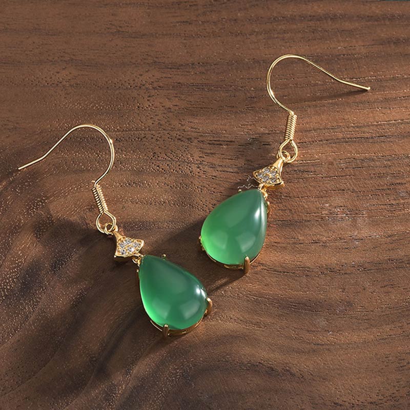 KarmaRipple's Cyan Jade Fortune Drop Earrings p3