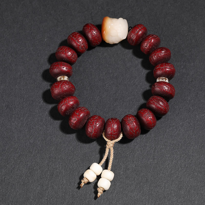KarmaRipple's Tibet Bodhi Seed Dzi Bead Dancing Lion Fortune Bracelet Wrist Mala p14