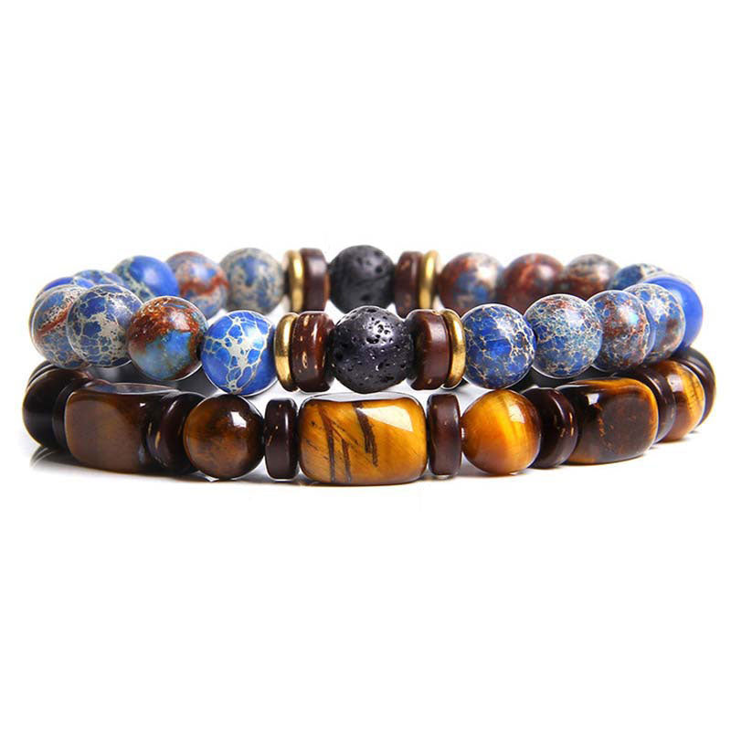 KarmaRipple's 2PCS Balancing Gemstone Emperor Stone Tiger Eye Bead Bracelet p29